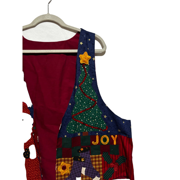 Handmade Vintage Christmas One Size Vest Stitched Santa Snowman 3D Quilted - Picture 2 of 10